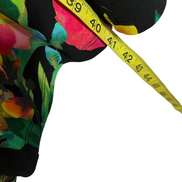 Susan Graver Black Multicolor Floral Long Sleeve A Line Midi Dress Medium - Picture 7 of 11